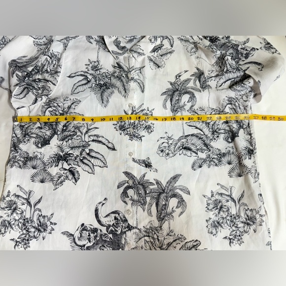 TOMMY BAHAMA Black and White Toile 100% Linen Button Down Shirt size XL - Picture 13 of 14